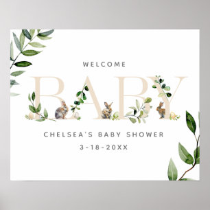 Poster Lapin de Pâques Lapin Baby shower Neutre Bienvenue