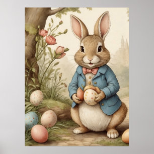 Poster Lapin de Pâques magique drôle Chasse aux œufs dans