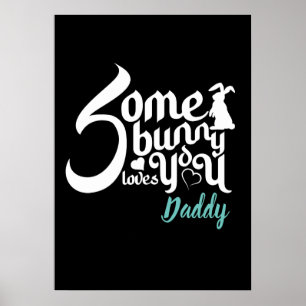 Poster Lapin de Pâques mignon Amour Noir Blanc Typo Moder