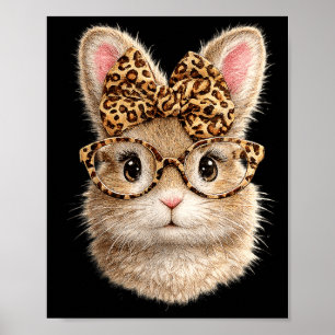 Poster Lapin de Pâques mignon avec des lunettes de léopar