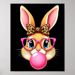 Poster Lapin de Pâques Mignon Bubble Gum Fille Femmes