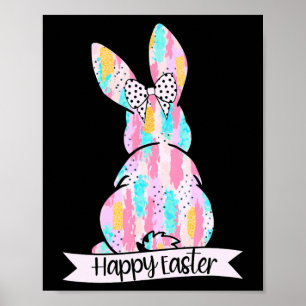 Poster Lapin de Pâques mignon et coquet et pinceau d'arcs
