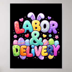Poster Lapin de Pâques mignon oeuf allaitement travail et