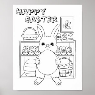 Poster Lapin de Pâques Œuf de Pâques Enfants Coloriage Af