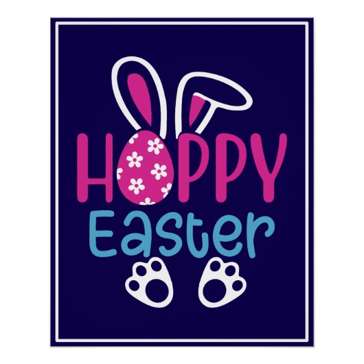 Poster Lapin de Pâques Œuf Mignon Design de Printemps (Devant)