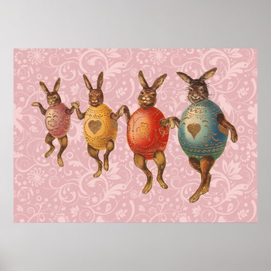Poster Lapin de Pâques Œufs Dansants (Devant)