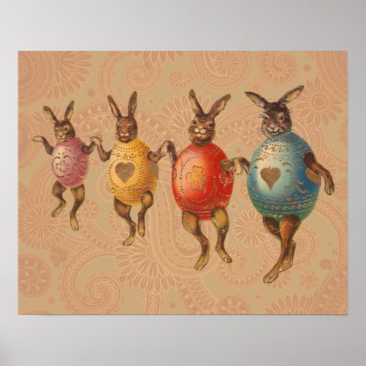 Poster Lapin de Pâques Œufs Dansants (Devant)