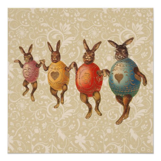 Poster Lapin de Pâques Œufs Dansants (Devant)