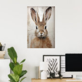 Poster Lapin de Pâques Portrait Impression, Rustique (Bureau à domicile)