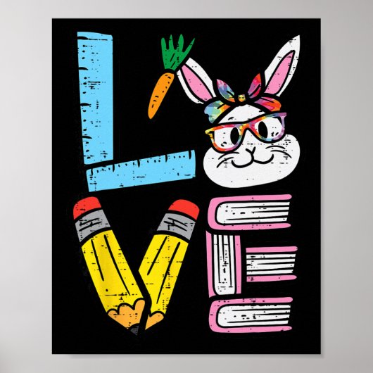 Poster Lapin de Pâques Professeur Mignon Lapin Printemps (Devant)