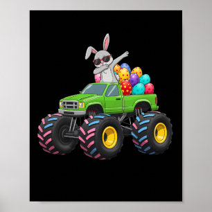 Poster Lapin de Pâques qui fait dab Monster Truck Œufs de