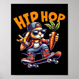 Poster Lapin de Pâques skateboard Hip Hop Carotte Stre
