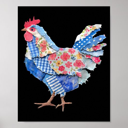 Poster Lapin de patchwork de poulet Oeufs Lapin Joyeuses (Devant)
