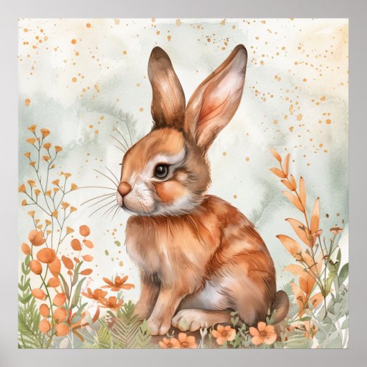 Poster Lapin de printemps mignon (Devant)