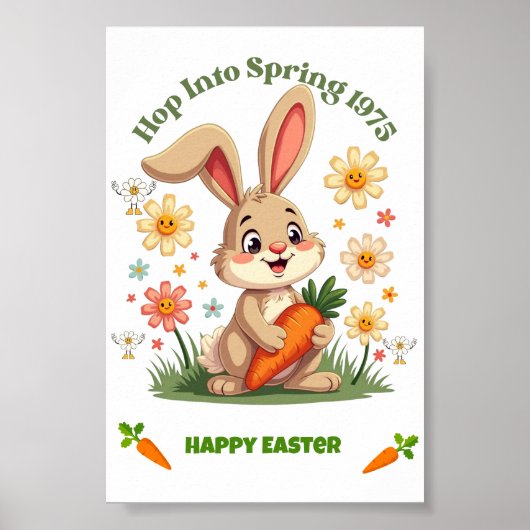 Poster Lapin de printemps rétro 1975 (Devant)