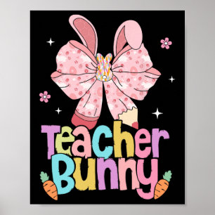 Poster Lapin de professeur noeud crayon jours de Pâques R