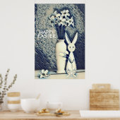 Poster Lapin de style Ukiyo-e japonais et jonquilles Pâqu (Cuisine)