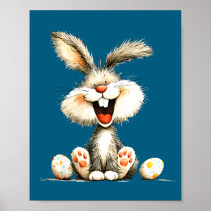 Poster Lapin drôle et duveteux avec un art de lapin migno