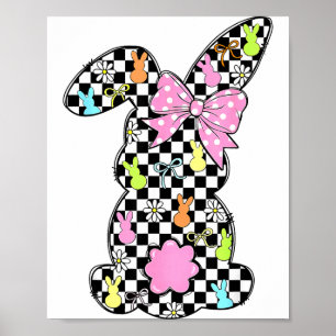 Poster Lapin drôle oeufs de Pâques Joyeuses Cou vérifié