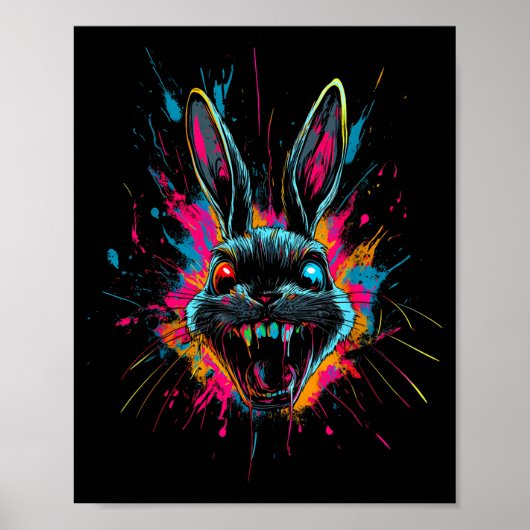 Poster Lapin effrayant Halloween Horreur Pâques Jour Lapi (Devant)