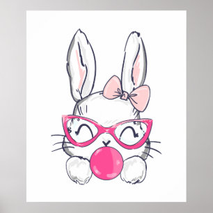 Poster lapin en ballon, rétro, vintage