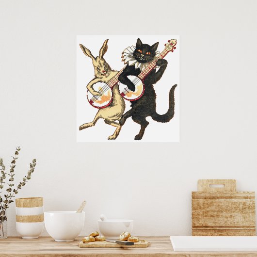 Poster lapin et chat (Cuisine)