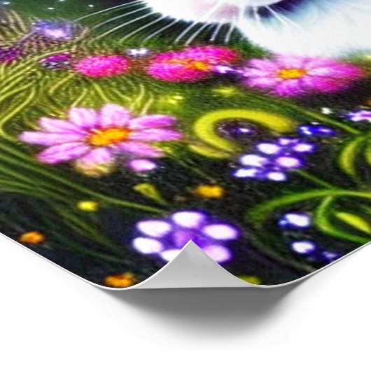 Poster Lapin et fleurs (Coin)