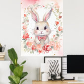 Poster Lapin et fleurs (Bureau à domicile)