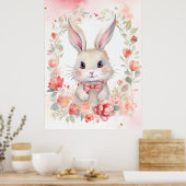 Poster Lapin et fleurs (Cuisine)