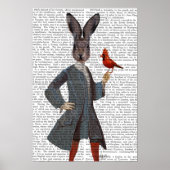 Poster Lapin et oiseau (Devant)