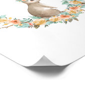 Poster Lapin Floral Aquarelle Lapin Bois Pépinière (Coin)