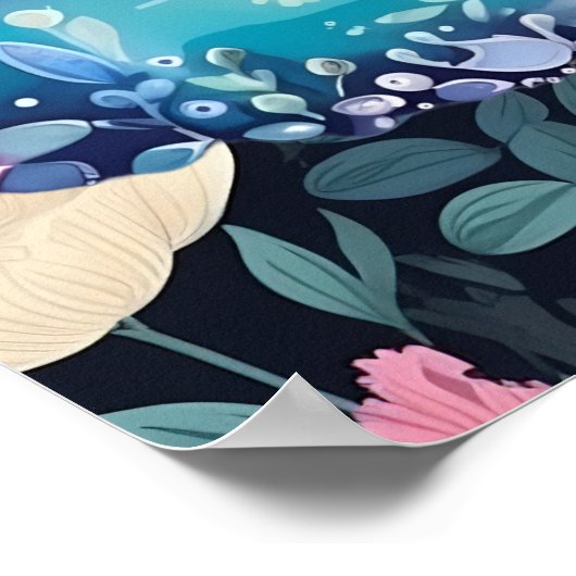 Poster Lapin floral de la forêt «Atteindre les étoiles »  (Coin)