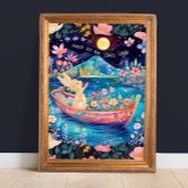 Poster Lapin floral de la forêt «Atteindre les étoiles » 