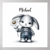 Poster Lapin Garçon Fantaisiste Avec Nom (Devant)