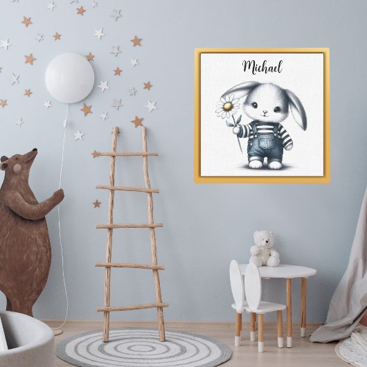 Poster Lapin Garçon Fantaisiste Avec Nom