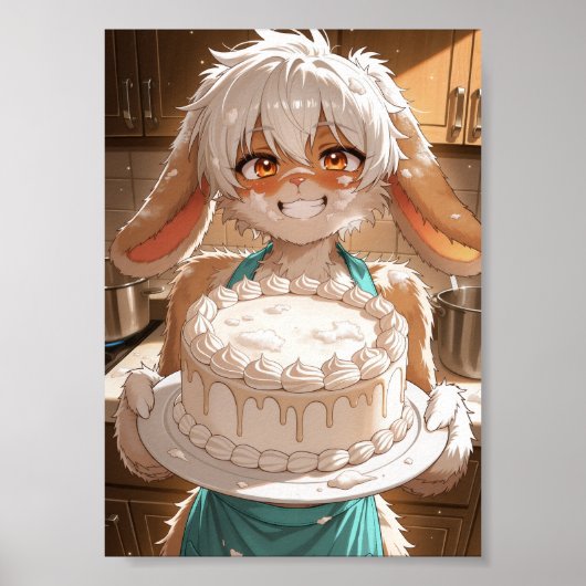 Poster Lapin gâteau 1 (Devant)