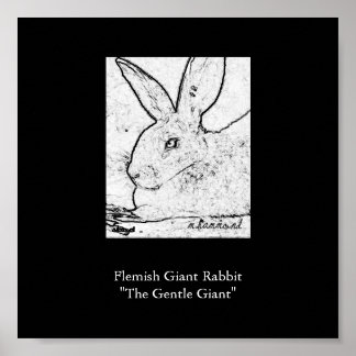 Poster Lapin Géant Flamand"Le Géant Géant Géant Géant Géa