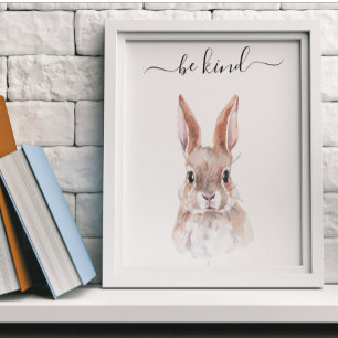 Poster Lapin gentil petite nursery enfant bois de campagn
