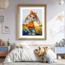 Lapin girly champ de tournesol 