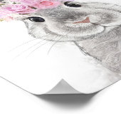 Poster Lapin gris avec Portrait de couronne de fleurs (Coin)