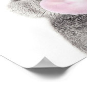 Poster Lapin gris soufflant une bulle de chewing-gum aném (Coin)