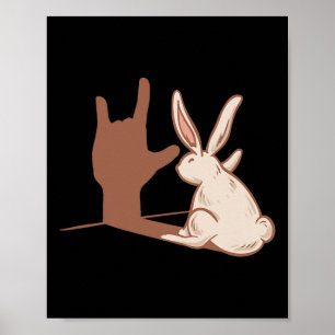 Poster Lapin Ily geste de la main en langue des signes am