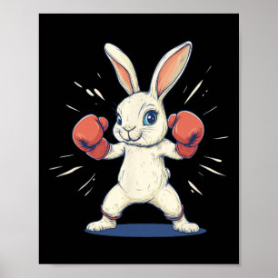 Poster Lapin Incroyable Avec Gants De Boxe Pour Les Amour