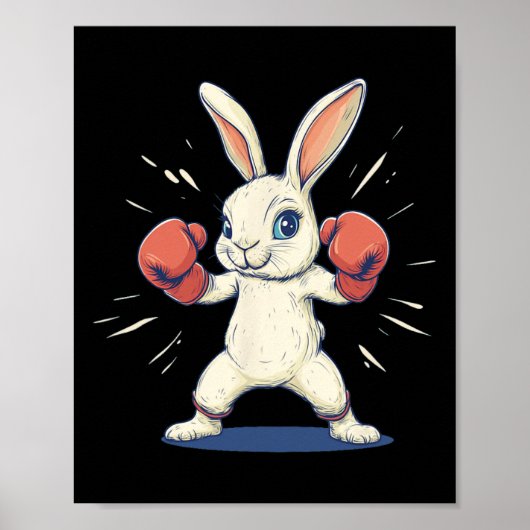 Poster Lapin Incroyable Avec Gants De Boxe Pour Les Amour (Devant)