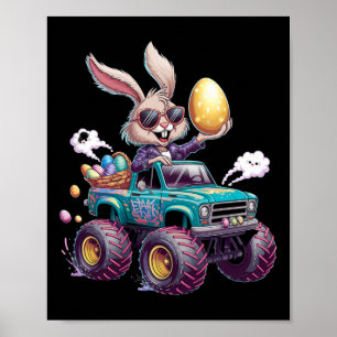 Poster Lapin Joyeux Pâques Amateurs de Monster Truck Enfa