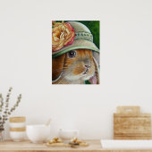 Poster Lapin lapin Brown au printemps Bonnet Art 18x24 (Cuisine)