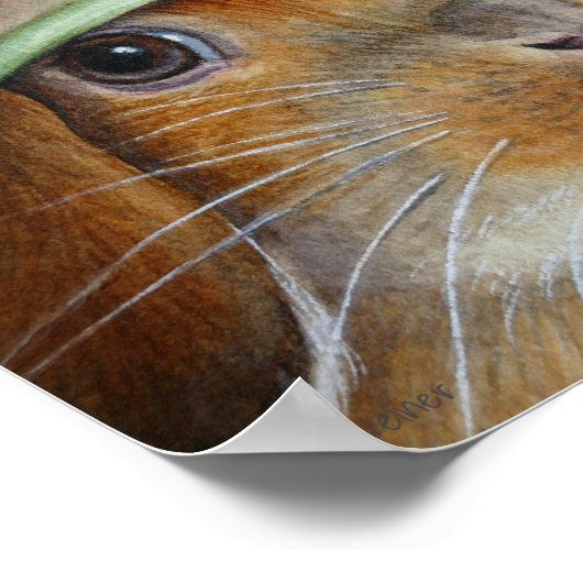 Poster Lapin lapin Brown au printemps Bonnet Art 8x10 (Coin)