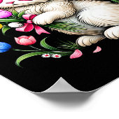 Poster Lapin Lapin Tulipe de Pâques Fleurs de printemps F (Coin)