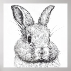 Poster Lapin Lapin Wild Nature Animal Illustration Art