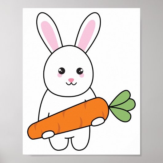 Poster lapin mignon avec carotte (Devant)